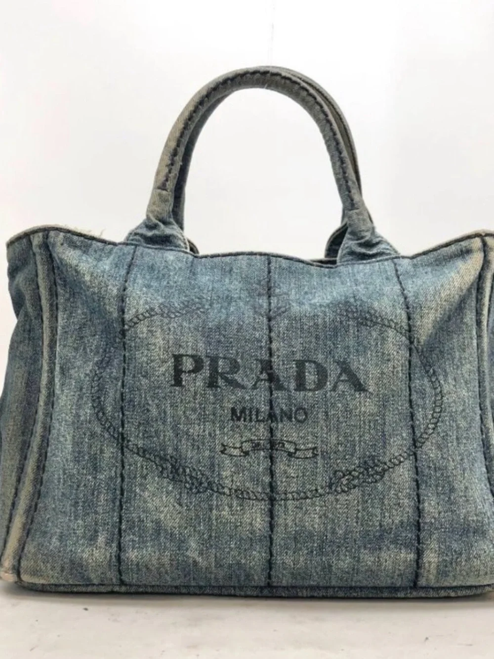 Prada Canapa Tote Vintage Denim Blue